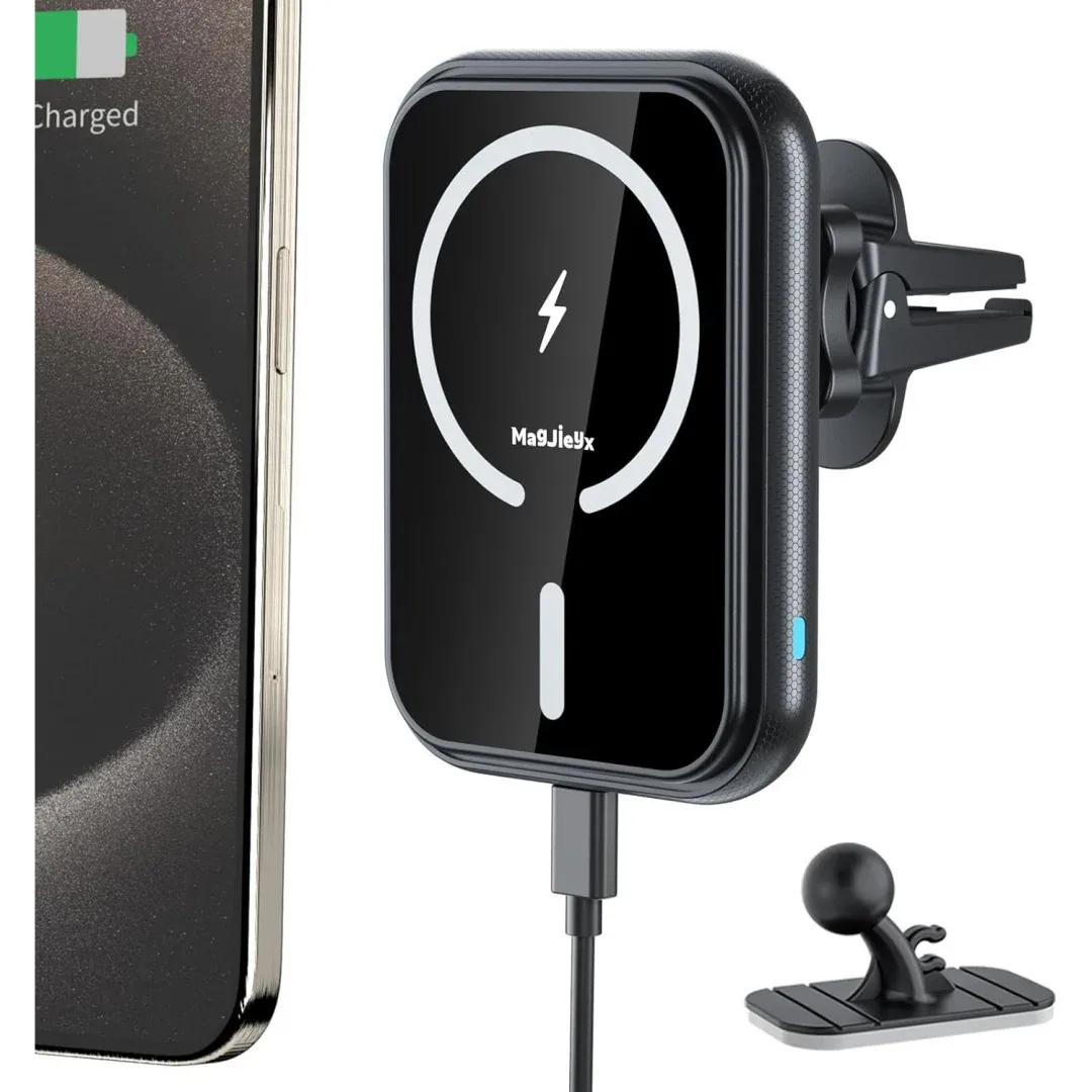  andobil 2024 Newest Magsafe Car Mount Charger [Qi 2.0 Certified  15W Fastest Charging] Wireless Car Charger Phone Holder for iPhone 15 Pro  Max, Magnetic Vent Phone Mount Fits for iPhone 14
